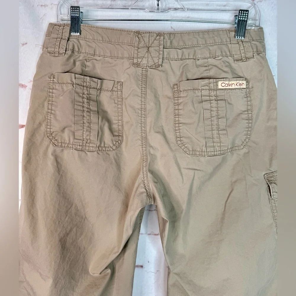 CALVIN KLEIN 8 Khaki Cargo Cotton Adjustable Capri Pants Shorts Size 8 - Picture 4 of 15